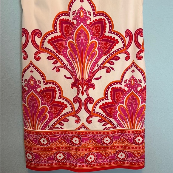 London Times Orange and Red Sheath Dress Halter Midi - Picture 4 of 9